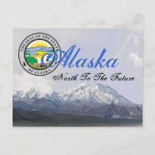 Alaska Staat Siegel Mount McKinley Post Card Postkarte