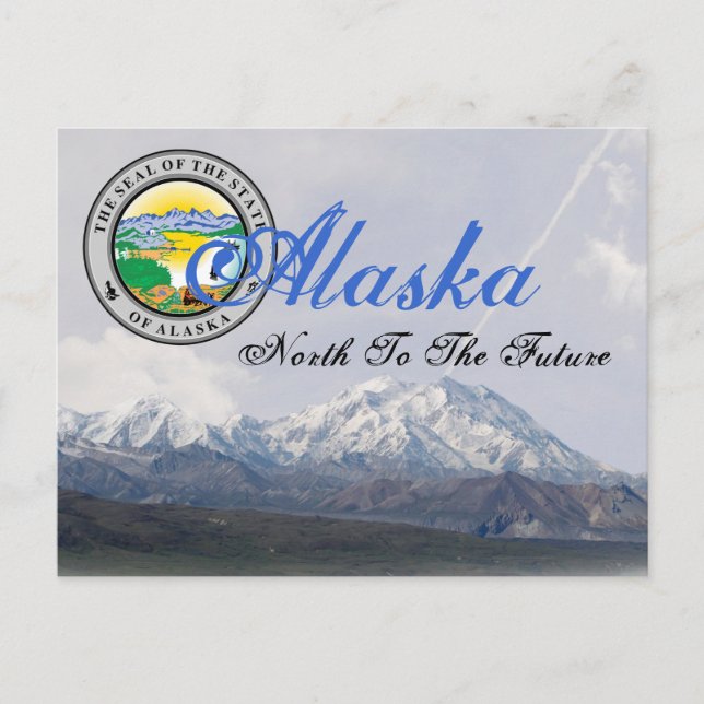Alaska Staat Siegel Mount McKinley Post Card Postkarte (Vorderseite)