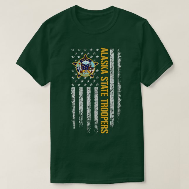 Alaska Staat Troopers amerikanische Flagge T-Shirt (Design vorne)