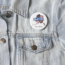 Alaska Staat United Staaten Map Vintag USA Button