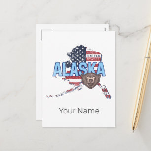 Alaska Staat United Staaten Map Vintag USA Feiertagspostkarte