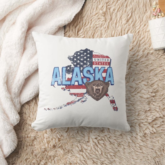 Alaska Staat United Staaten Map Vintag USA Kissen (Decke)