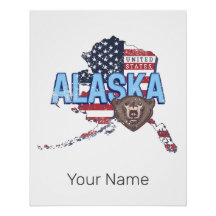 Alaska Staat United Staaten Map Vintag USA