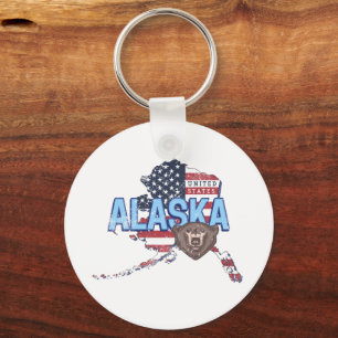 Alaska Staat United Staaten Map Vintag USA Schlüsselanhänger