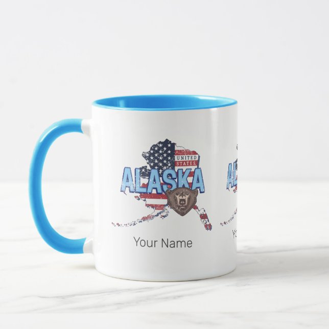 Alaska Staat United Staaten Map Vintag USA Tasse (Links)