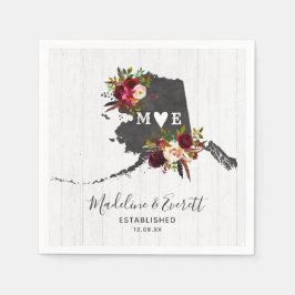 Alaska Staat Zielort Rustikale Hochzeitmonogramm Serviette