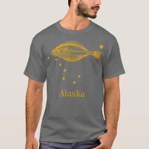 Alaska Staatsflagge Halibut Fischen  T-Shirt