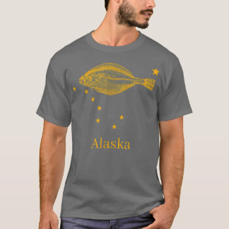 Alaska Staatsflagge Halibut Fischen  T-Shirt
