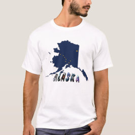 Alaska State Flag Blaue Karte & Gelbe Sterne Reise T-Shirt
