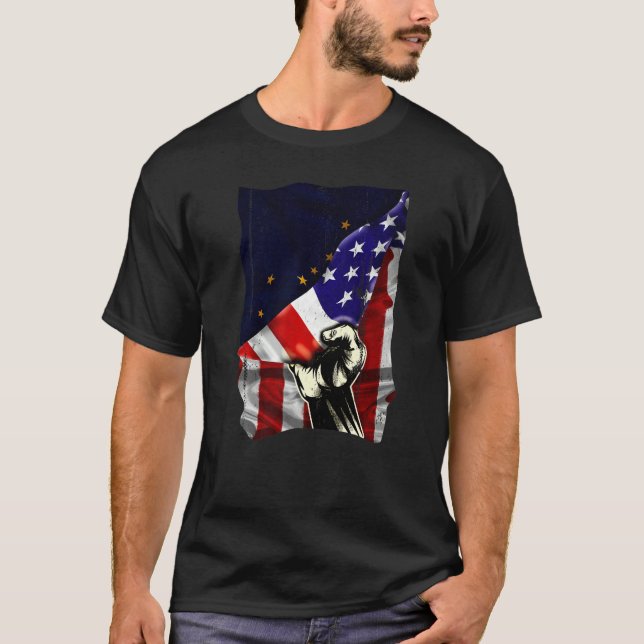 Alaska State Flag Distressed US American Patriotic T-Shirt (Vorderseite)