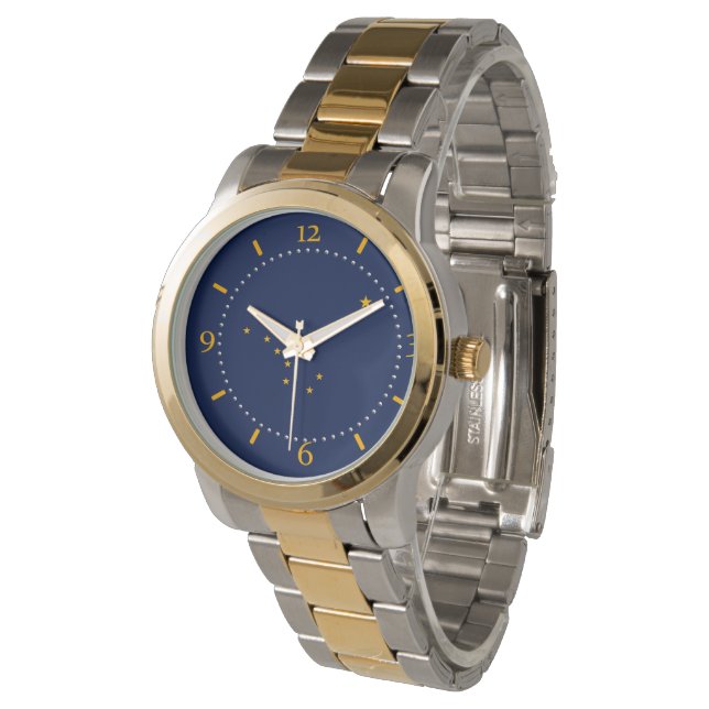 Alaska State Flag Watch Design Armbanduhr (Schrägansicht)