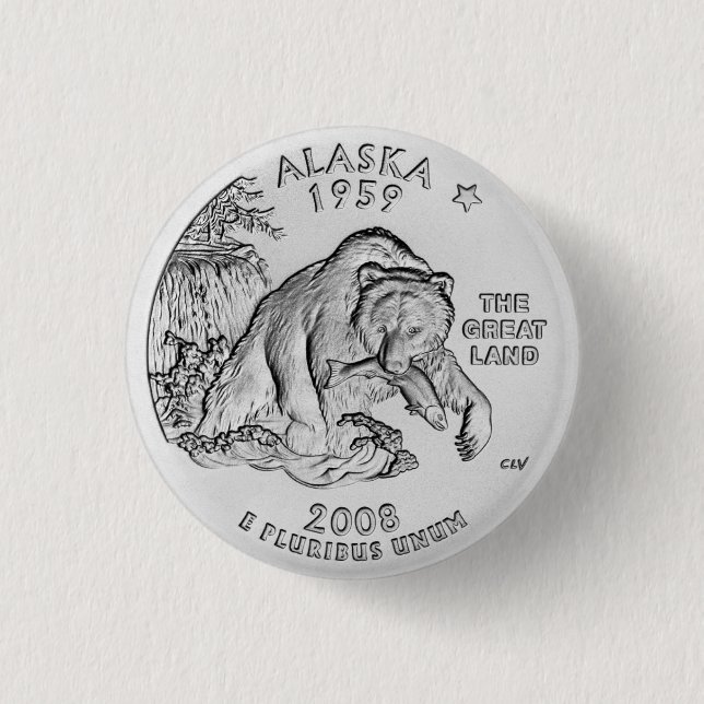 Alaska State Quarter Knopf Button (Vorderseite)