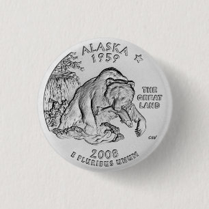 Alaska State Quarter Knopf Button
