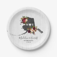 Alaska State Zielort Rustikale Hochzeitsmonogramm