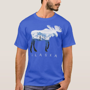 Alaska Tag Elch Verschneiter Berg Alaskan Tourist T-Shirt