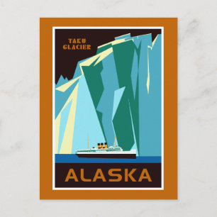 Alaska Taku Glacier Retro Vintage Reise Postkarte