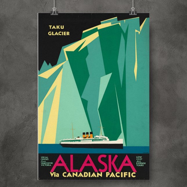 Alaska Taku Glacier Vintag America Poster (Alsaka Vintage USA Vintage Travel Poster for travel lovers and any Alaska cabin decor)