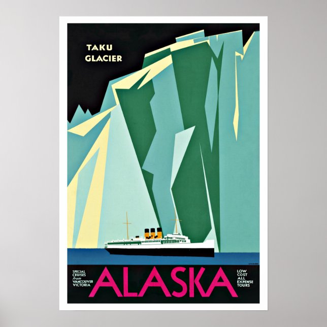 Alaska Taku Glacier Vintage Travel Poster (Vorne)