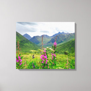 Alaska-Tal-Wildblumen Leinwanddruck