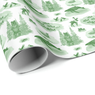 Alaska Tier-Toile (Smaragdgrün) Geschenkpapier