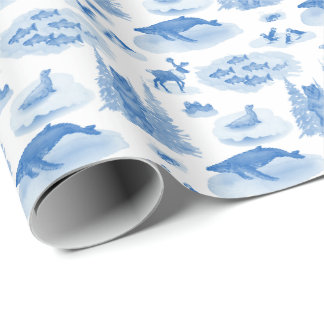 Alaska-Tier-Toile (Wedgewood-Blau) Geschenkpapier