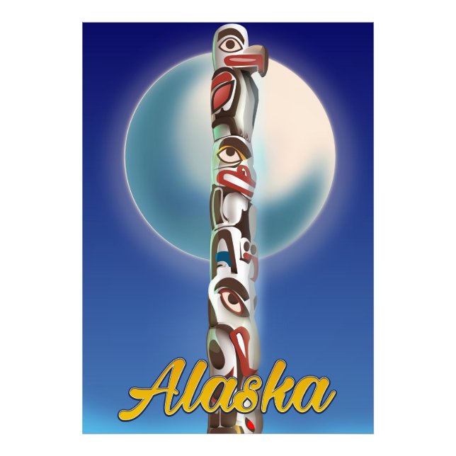 Alaska Totem Pole Travel Print Fotodruck (Vorne)