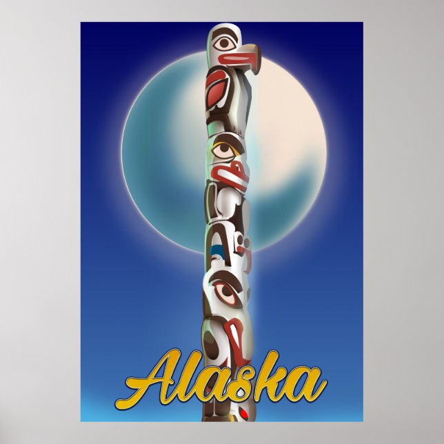 Alaska Totem Pole Travel Print Poster (Vorne)