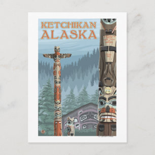 Alaska Totem Poles - Ketchikan, Alaska Postkarte
