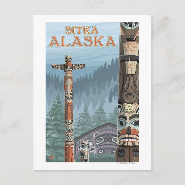 Alaska Totem Poles - Sitka, Alaska Postkarte (Vorderseite)