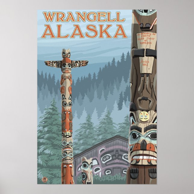 Alaska Totem Poles - Wrangell Alaska Poster (Vorne)