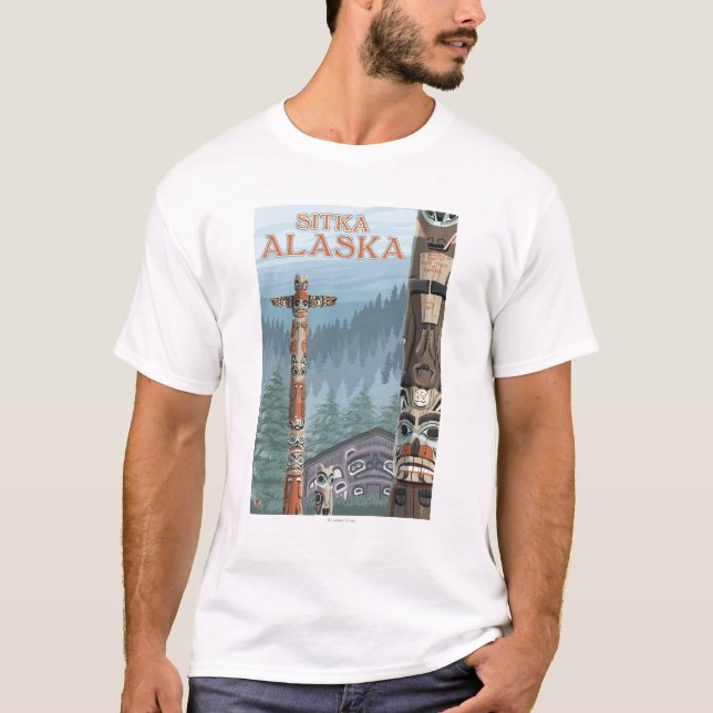 Alaska-Totempfähle - Sitka, Alaska T-Shirt (Vorderseite)