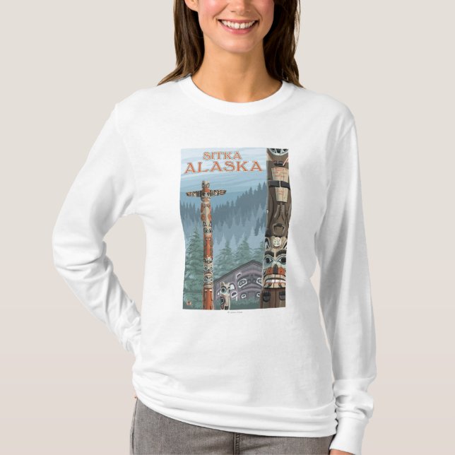 Alaska-Totempfähle - Sitka, Alaska T-Shirt (Vorderseite)