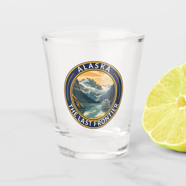 Alaska Travel Art Abzeichen Schnapsglas (Vorderseite)