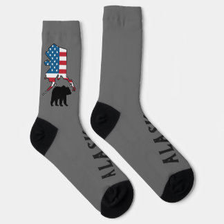 Alaska und Bär-Silhouette, US-Flagge Socken
