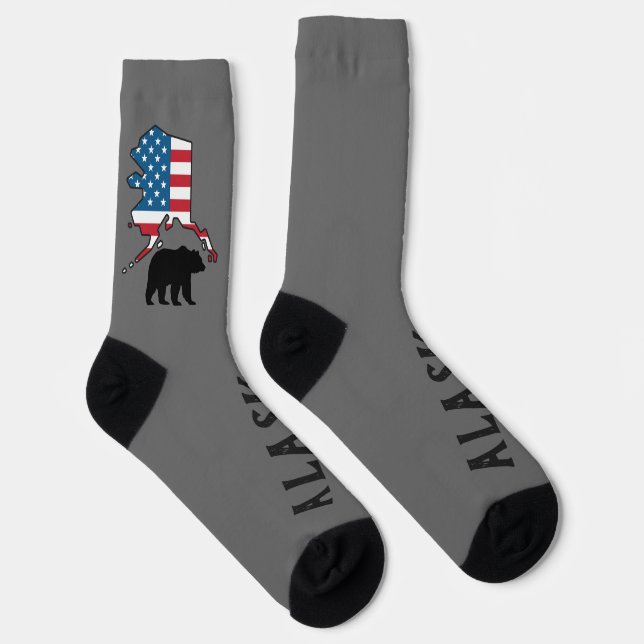 Alaska und Bär-Silhouette, US-Flagge Socken (Rechts)