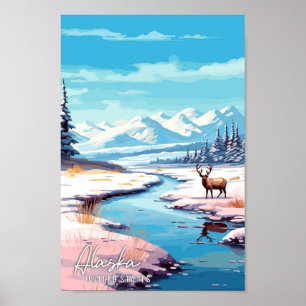 Alaska United Staaten Vintage Illustration Poster