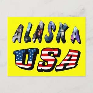 Alaska USA Amerikanische Flagge Reise Bild Zitat T Postkarte