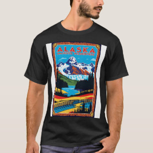 Alaska USA Amerikanisches Vintage Plakat Tourismus T-Shirt