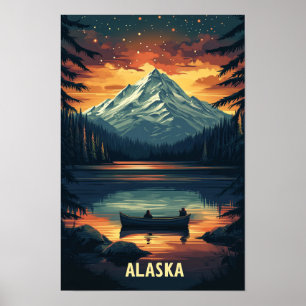 Alaska USA Art Vintag Illustration Travel Poster