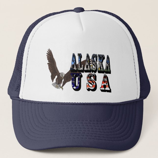 Alaska USA Eagle Baseball Cap Truckerkappe (Vorderseite)