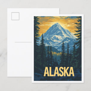 Alaska USA Kunst Vintage-Illustration Reise Postkarte