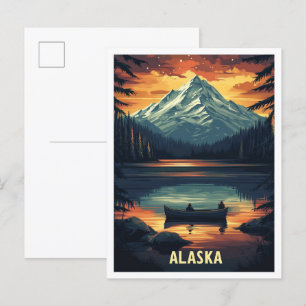 Alaska USA Kunst Vintage-Illustration Reise Postkarte