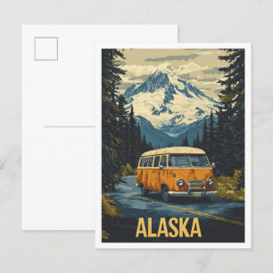 Alaska USA Vintag Illustration Travel Postkarte