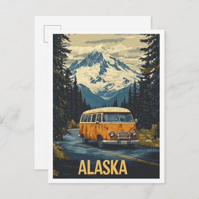 Alaska USA Vintag Illustration Travel Postkarte (Vorne/Hinten)