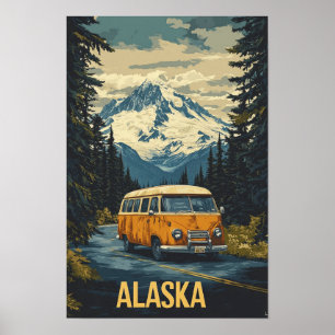Alaska USA Vintage-Illustration Reise Poster