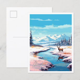 Alaska Vereinigte Staaten Vintage-Reiseillustratio Postkarte