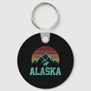 Alaska Vintage-Elch-Outdoor-Natur-Wander-Souvenir Schlüsselanhänger
