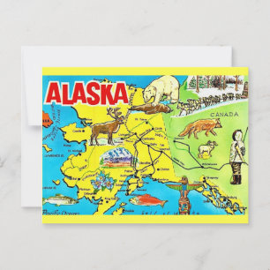 Alaska Vintage Landkarte Postkarte