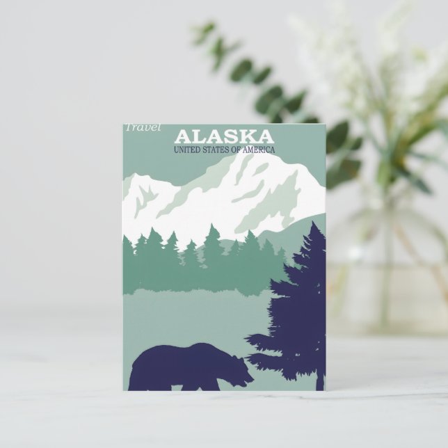 Alaska Vintage Poster Postkarte (Stehend Vorderseite)