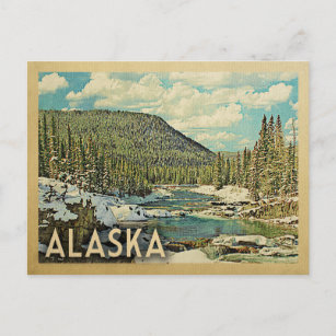 Alaska Vintage Reisen Schnee Winterlandschaft Postkarte